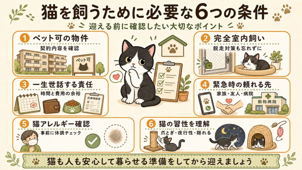 一人暮らしの飼い主さんが猫を飼うために必要な条件